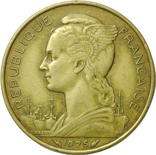 Монета 20 франков 1975 Французская территория Афара и Исса
