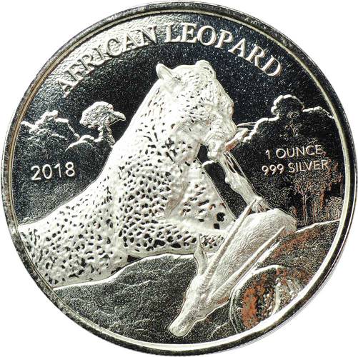 Монета 5 седи 2018 Африканский леопард Гана