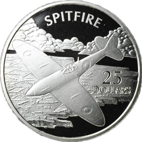 Монета 25 долларов 2003 Spitfire История Авиации Соломоновы острова