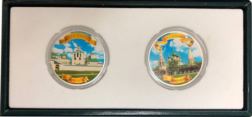 Набор 1 доллар 2011 1000 лет Ярославлю - Спасский монастырь и Церковь Ильи Пророка Ниуэ 2 монеты