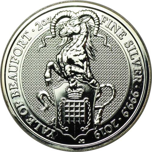 Монета 5 фунтов 2019 Звери Королевы - Йель Бофорта Великобритания
