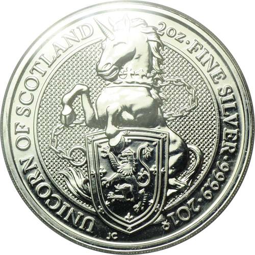 Монета 5 фунтов 2018 Звери Королевы - Единорог Шотландии Великобритания
