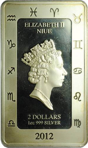 Монета 2 доллара 2012 Знаки зодиака - Рак Ниуэ