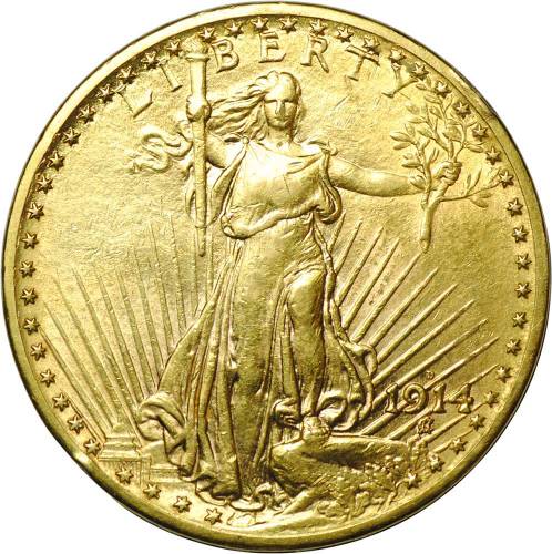 Монета 20 долларов 1914 D Двойной Орел США