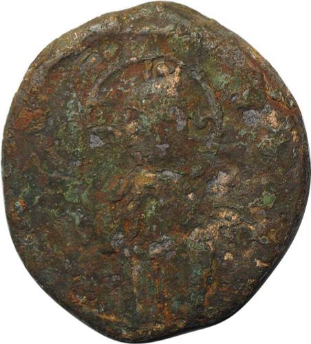 Монета Фоллис 1028-1034 Роман III Христос Пантократор Византийская Империя