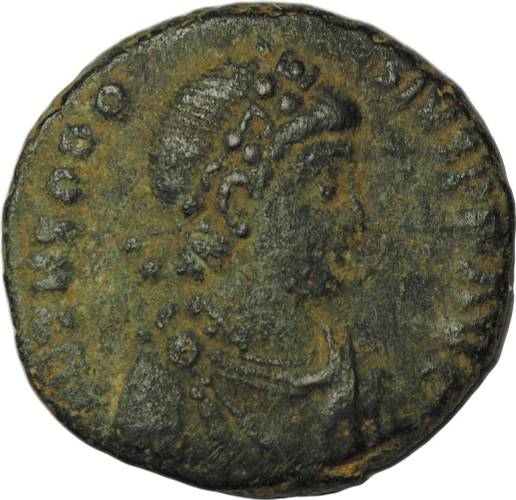 Монета Фоллис 392-395 Феодосий I Римская Империя