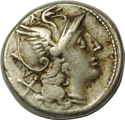 Монета Денарий 157-156 до н.э. анонимный Римская Республика