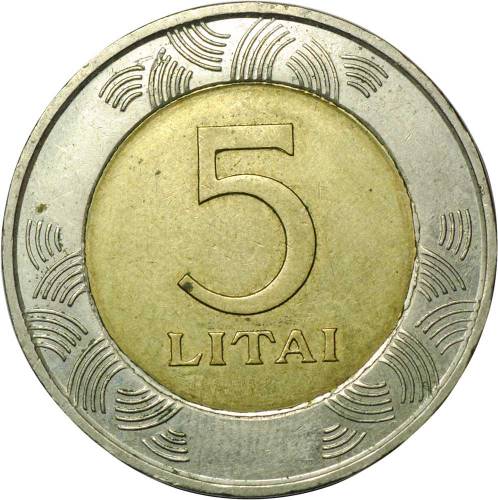 Монета 5 лит 1999 Литва