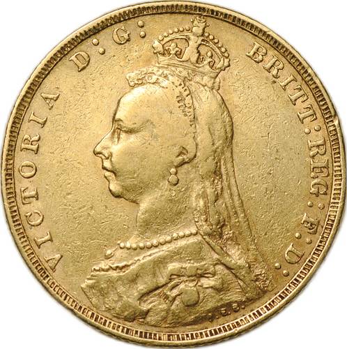 Монета 1 соверен (фунт) 1890 Великобритания