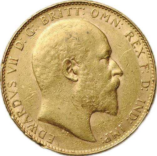 Монета 1 соверен (фунт) 1908 Великобритания