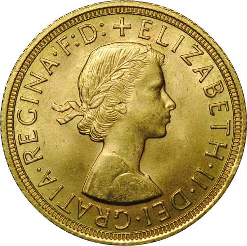 Монета 1 соверен (фунт) 1958 Великобритания