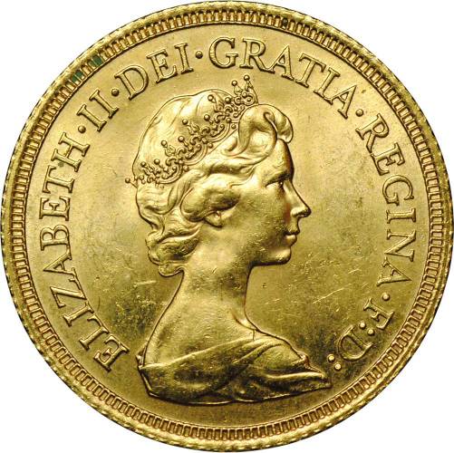Монета 1 соверен (фунт) 1976 Великобритания