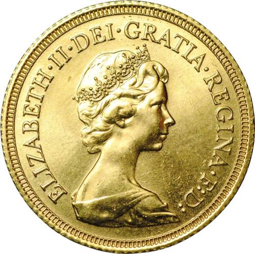 Монета 1 соверен (фунт) 1980 Великобритания