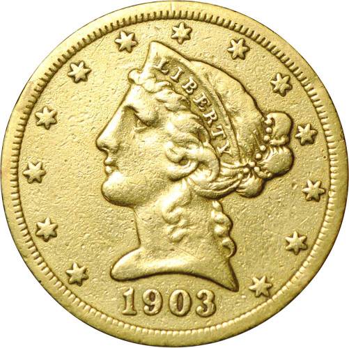 Монета 5 долларов 1903 S США