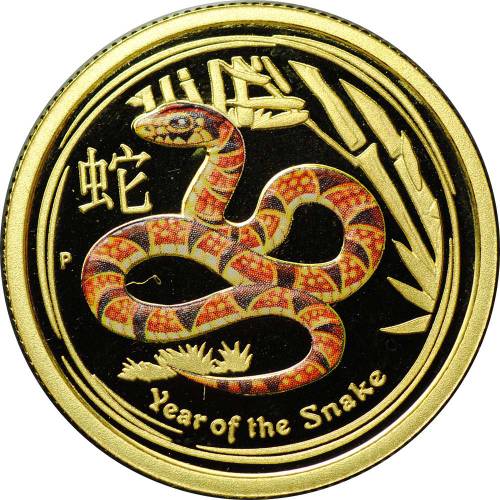 Монета 25 долларов 2013 Год Змеи Австралия