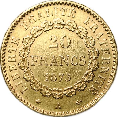 Монета 20 франков 1875 A Франция