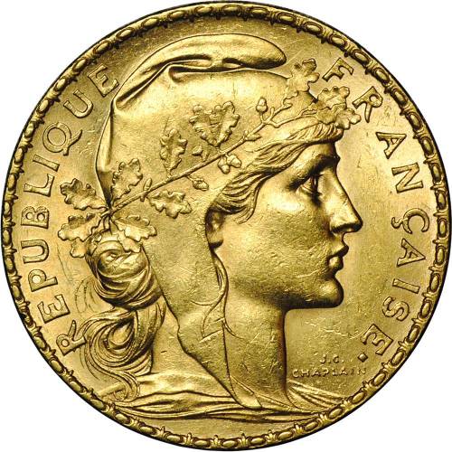 Монета 20 франков 1900 Франция