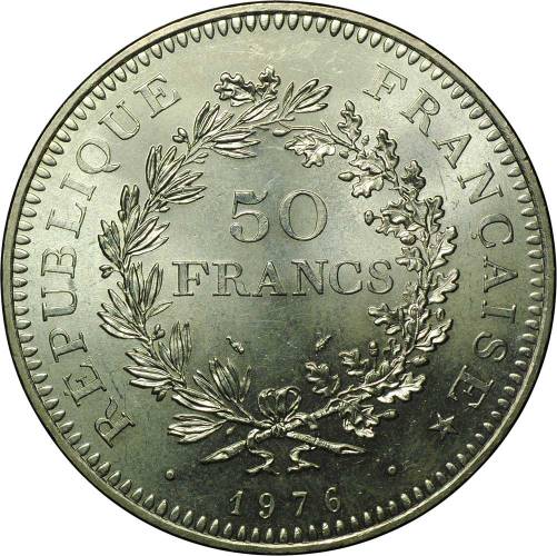 Монета 50 франков 1976 Геркулес и Музы Франция
