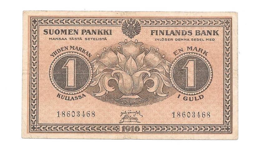 Банкнота 1 марка 1916 Русская Финляндия