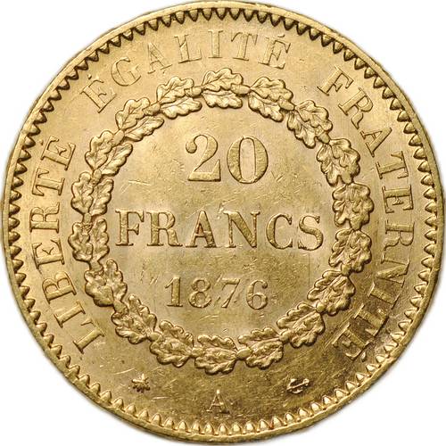 Монета 20 франков 1876 A Франция