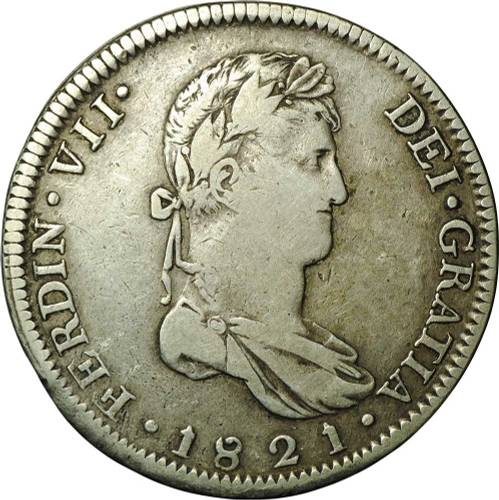 Монета 8 реалов 1821 GA Мексика