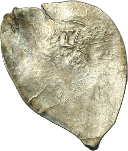 Монета Денга 1402-1412 Петр Дмитриевич Двуликий Янус / сокольник Дмитровское княжество