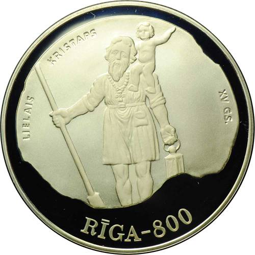Монета 10 лат 1996 800 лет Риге - XV век Латвия