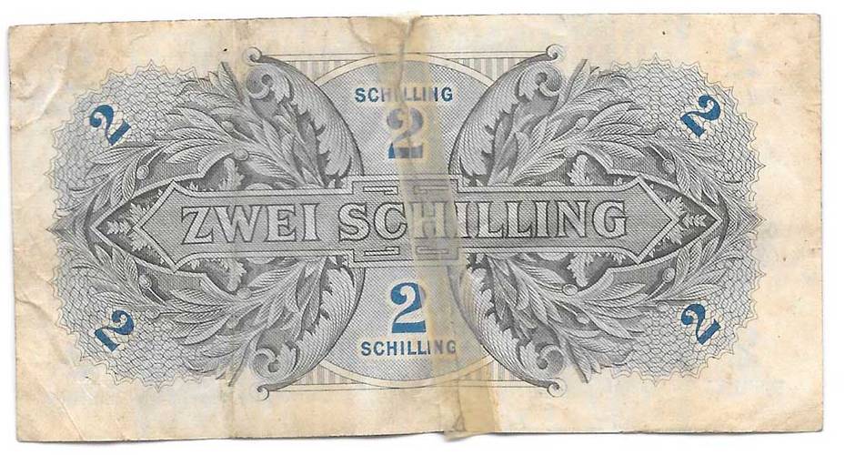 Банкнота 2 шиллинга 1944 оккупация армии США Австрия