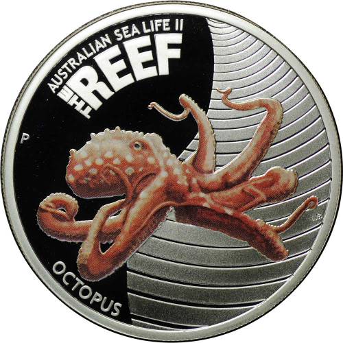Монета 50 центов 2012 Осьминог Морская жизнь Рифы Австралия