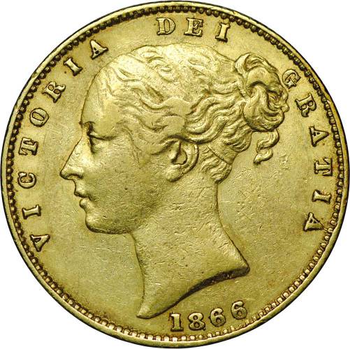 Монета 1 соверен (фунт) 1866 Великобритания