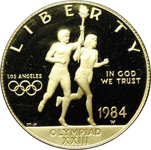 Монета 10 долларов 1984 W Олимпиада Лос-Анджелес США
