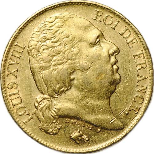 Монета 20 франков 1817 А Франция