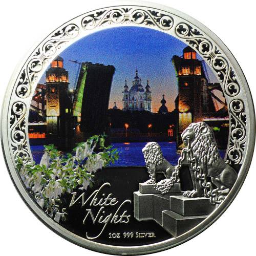 Монета 2 доллара 2012 Белые ночи Санкт-Петербург Ниуэ