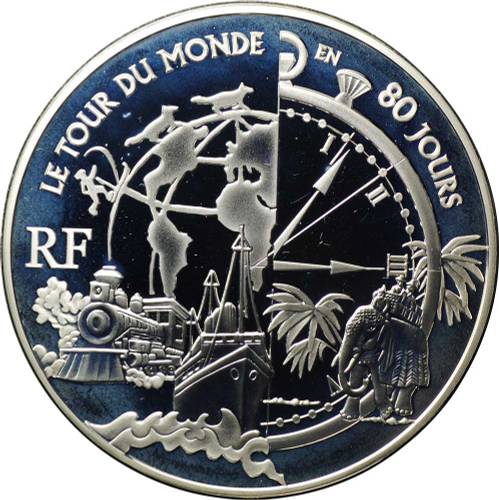 Монета 1,5 евро 2005 Жюль Верн - Вокруг света за 80 дней Франция