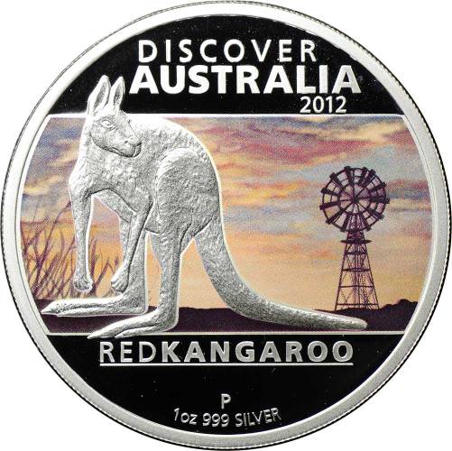 Монета 1 доллар 2012 Красный кенгуру Откройте Австралию Австралия