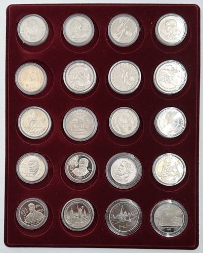 Полный набор (комплект) 1, 3, 5 рублей 1992-1995 Молодая Россия 36 монет PROOF / АЦ