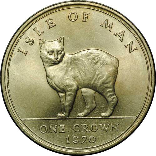 Монета 1 крона 1970 Кошка Остров Мэн