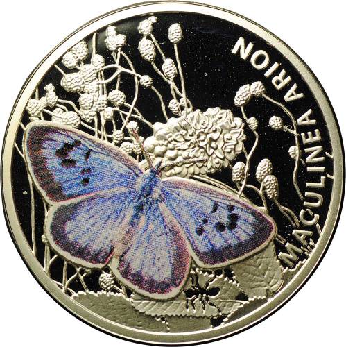 Монета 1 доллар 2011 Бабочка Голубянка Арион Maculinea arion Ниуэ