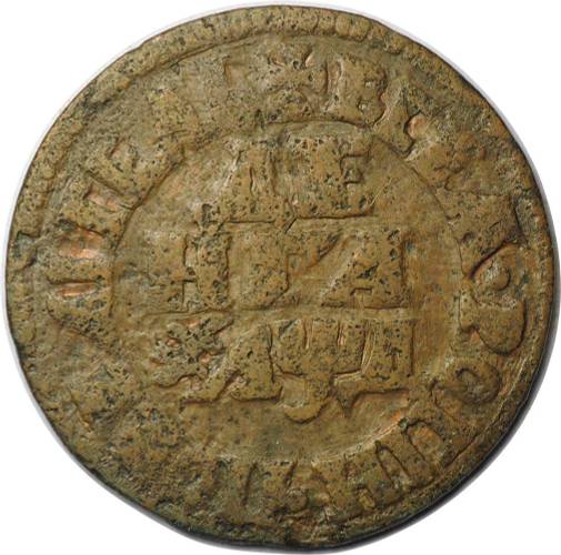 Монета Денга 1704 ПОВЕЛИТЕЛЬ