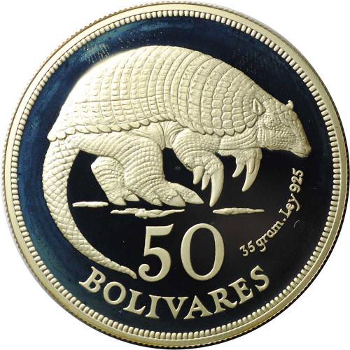 Монета 50 боливаров 1975 Гигантский броненосец WWF Венесуэла
