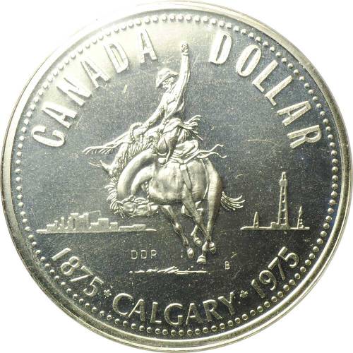 Монета 1 доллар 1975 100 лет городу Калгари Канада