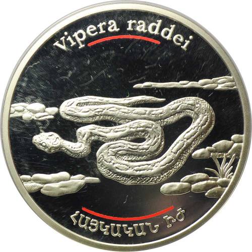 Монета 100 драм 2007 Гадюка Радде (Vipera raddei) Армения