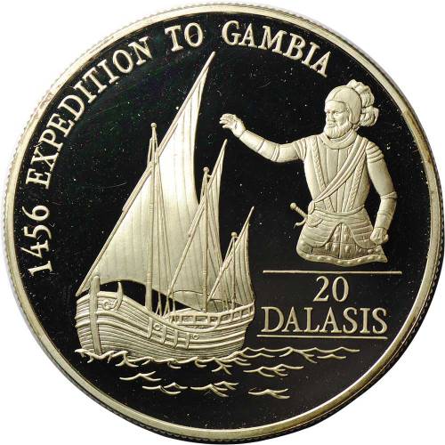 Монета 20 даласи 1993 Экспедиция Генриха Мореплавателя 1456 года Гамбия