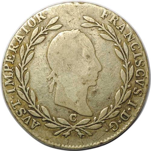 Монета 20 крейцеров 1830 Австрия