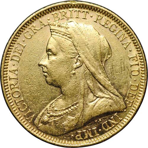 Монета 1 соверен (фунт) 1896 Великобритания