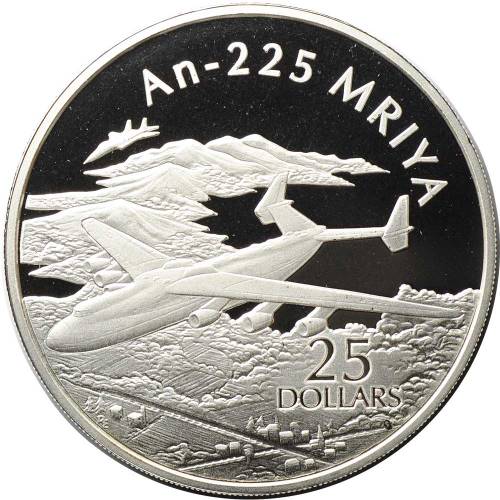 Монета 25 долларов 2003 An-255 MRIYA История Авиации Соломоновы острова