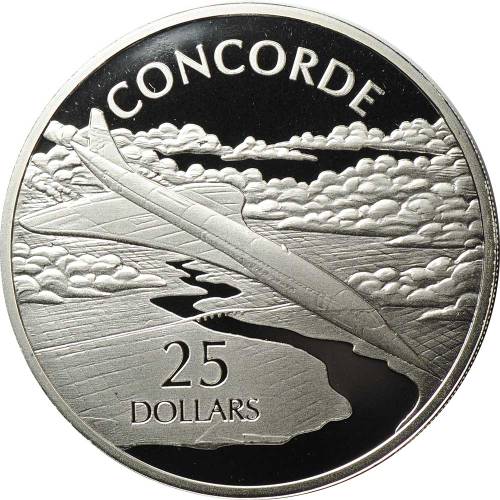 Монета 25 долларов 2003 Concorde История Авиации Соломоновы острова