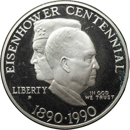 Монета 1 доллар 1990 S Эйзенхауэр 100 лет США