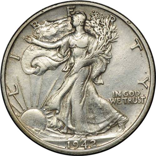 Монета 50 центов 1942 США
