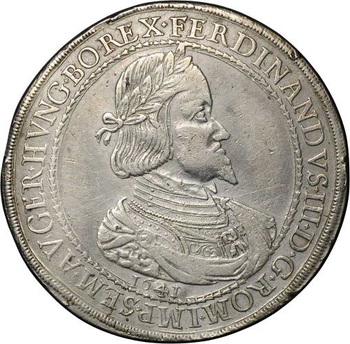 Монета 2 талера 1641 Фердинанд III Габсбург Римско-Германская империя